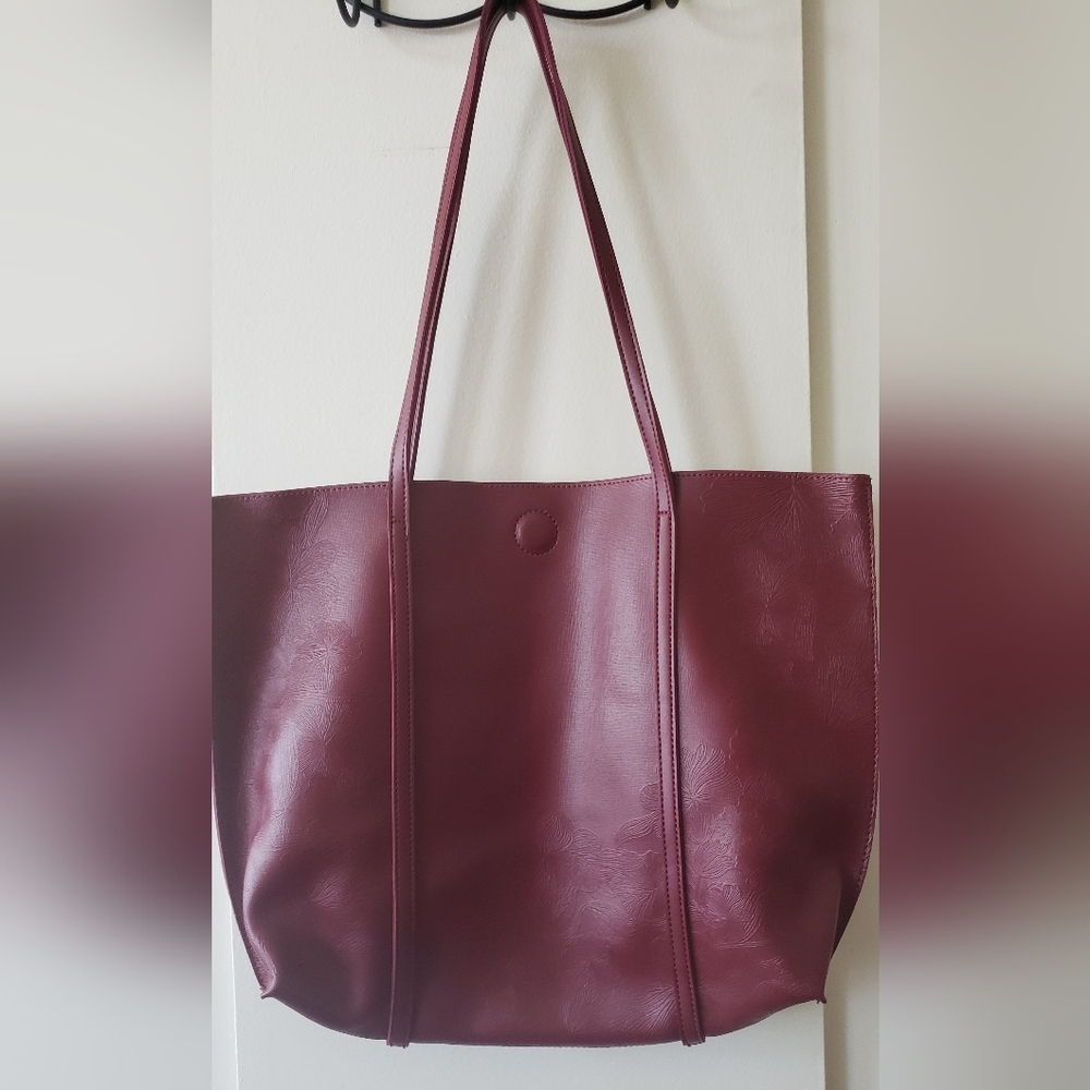 Mellow World Sadie Re Floral Embellished Tote Bag Burgandy - Picture 5 of 6